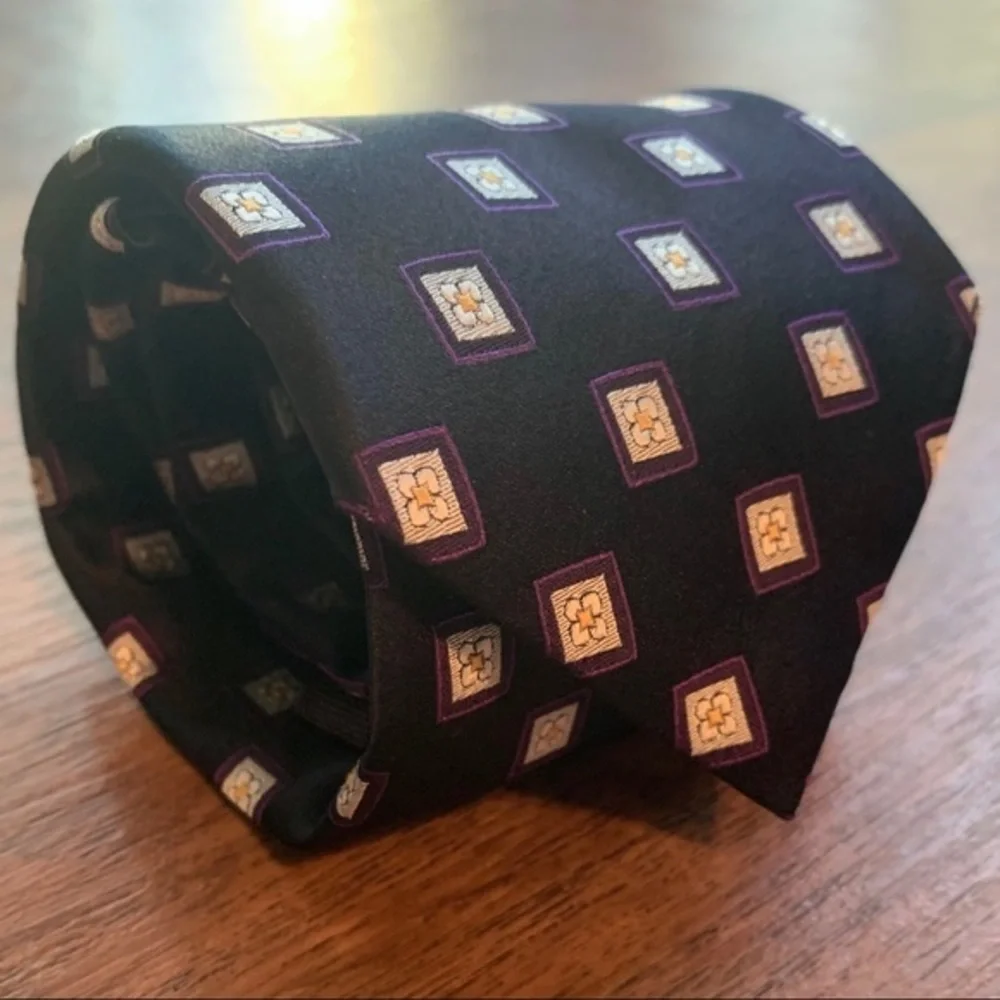 Canali Blue Purple & White Floral Squares Tie
